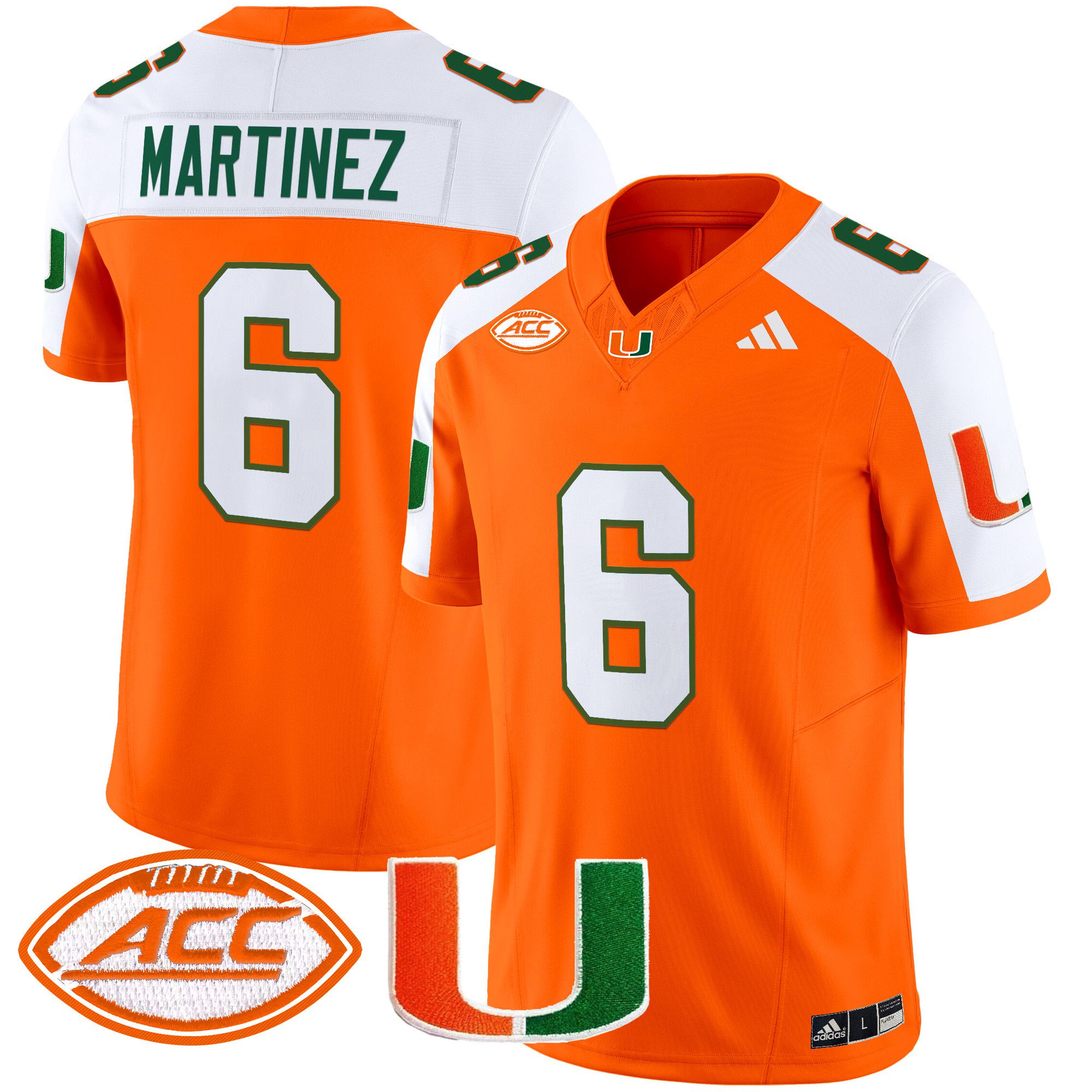 Men Miami Hurricanes #6 Martinez Orange 2024 Vapor Limited NCAA Jersey->ncaa teams->NCAA Jersey